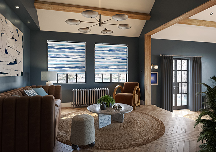 Seaside Waves, Navy - Roller Blind - Image 7